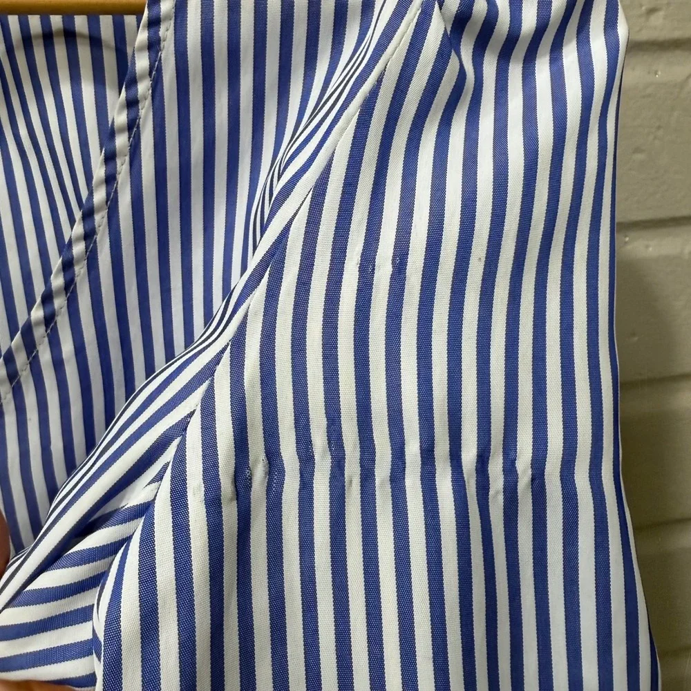 Tuckernuck‎ Easton Smocked Ruffle Top Blue White Striped Puff XS Preppy Coastal